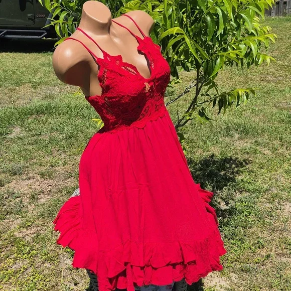 `ღ´- ♥ -`ღ´ Stunning Red Lace Front Dress `ღ´- ♥ -`ღ´ - Picture 17 of 17